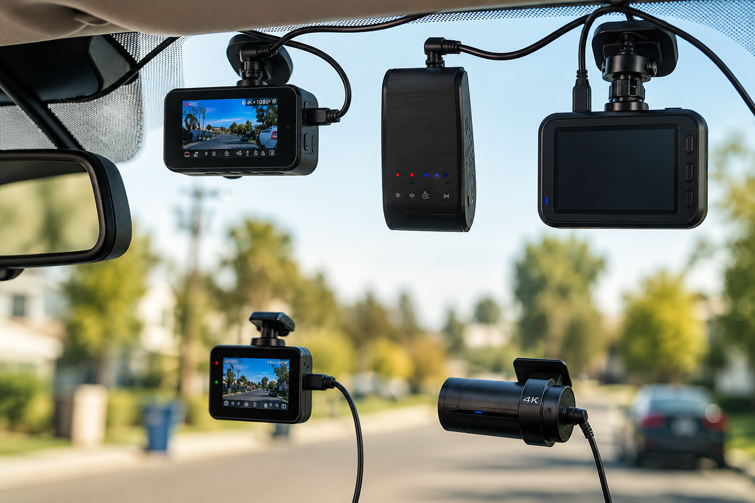 Commercial fleet trucks equipped with dash cameras